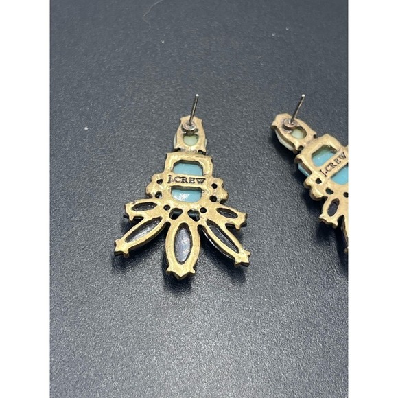 J. Crew  Blue Mint Green Aqua Gold Tone‎ Statement Earring la - Picture 9 of 12